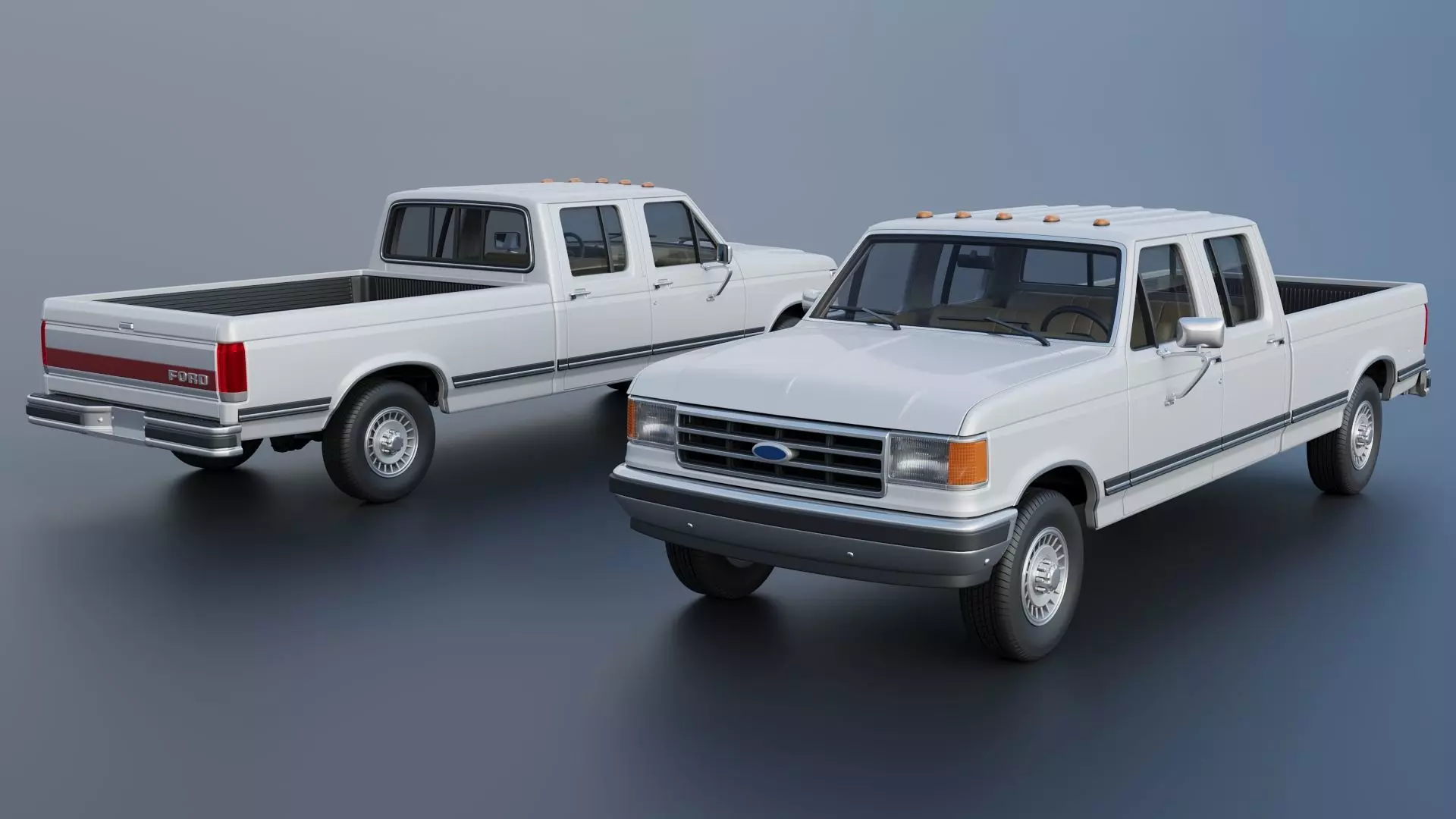 Pickup Truck F-350 Crew Cab 1987 3D print model_1