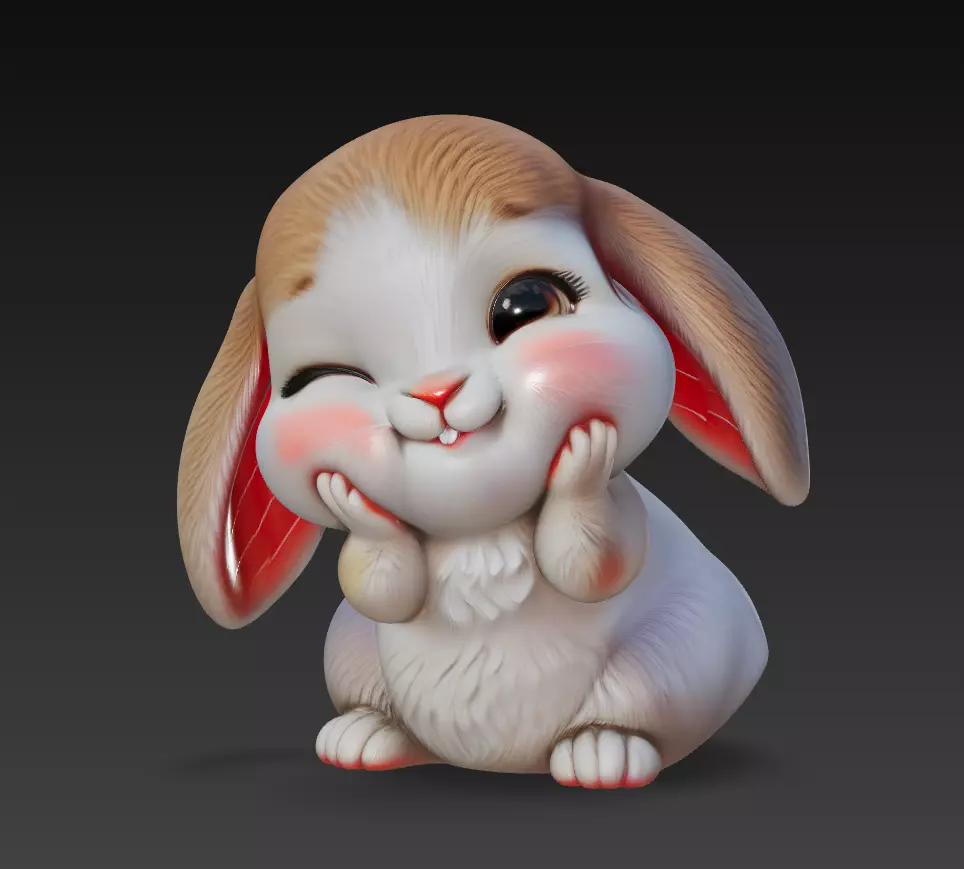 Bunny - Cute Stylized Cartoon Animal 3D Model 3D print model_0