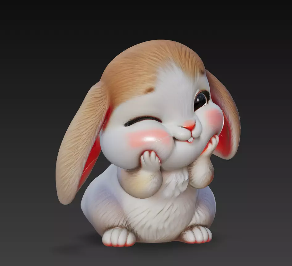 Bunny - Cute Stylized Cartoon Animal 3D Model 3D print model_2