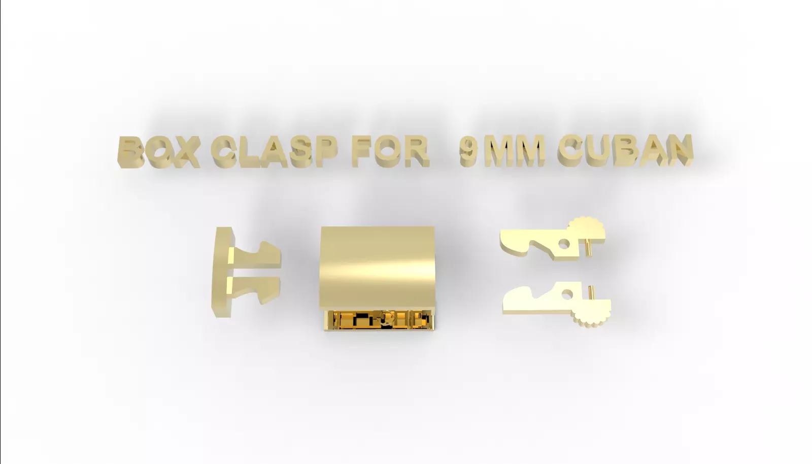 Box clasp lock for 9mm Cuban chain LK009 3D print model 3D print model_6