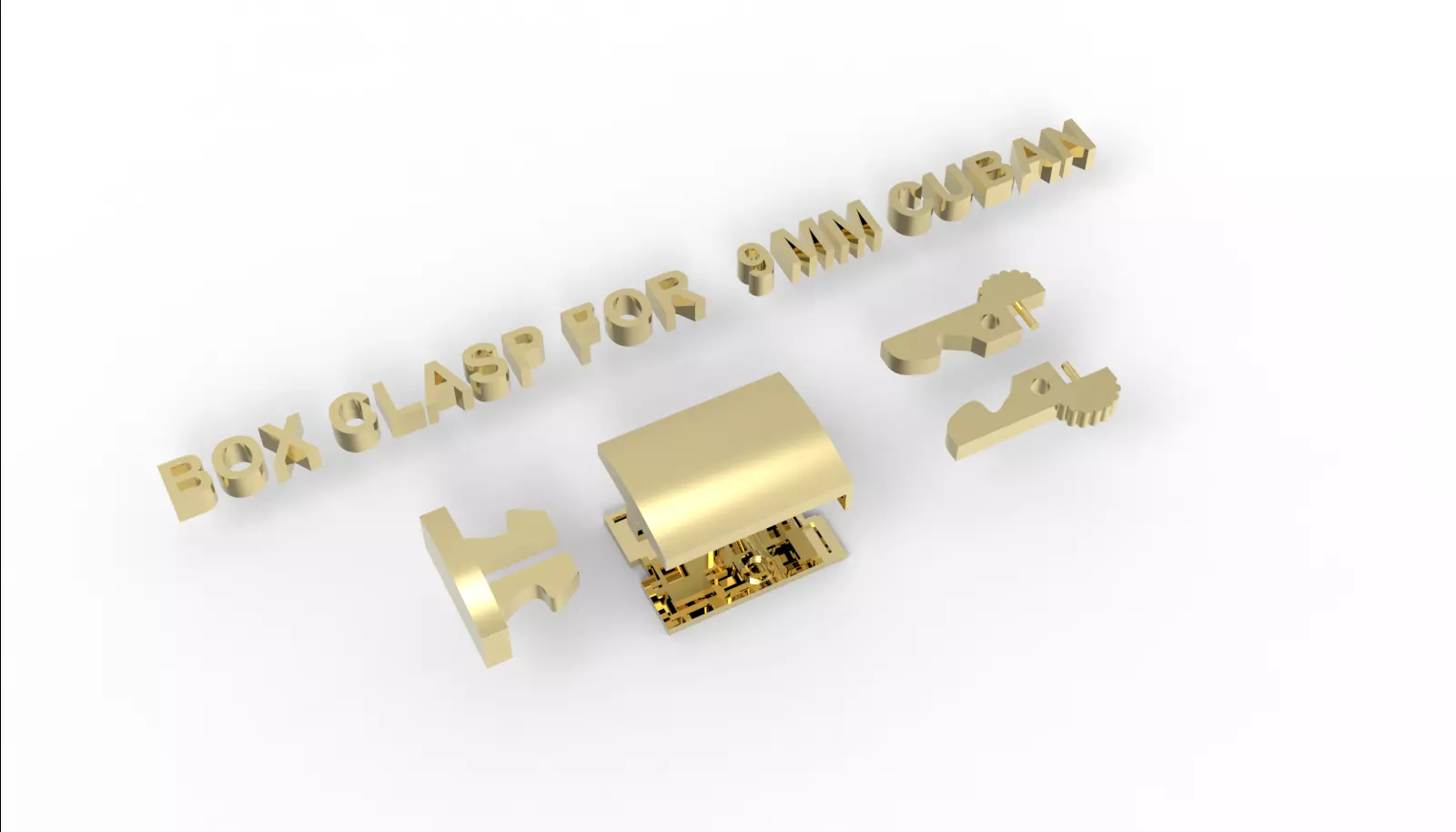 Box clasp lock for 9mm Cuban chain LK009 3D print model 3D print model_8