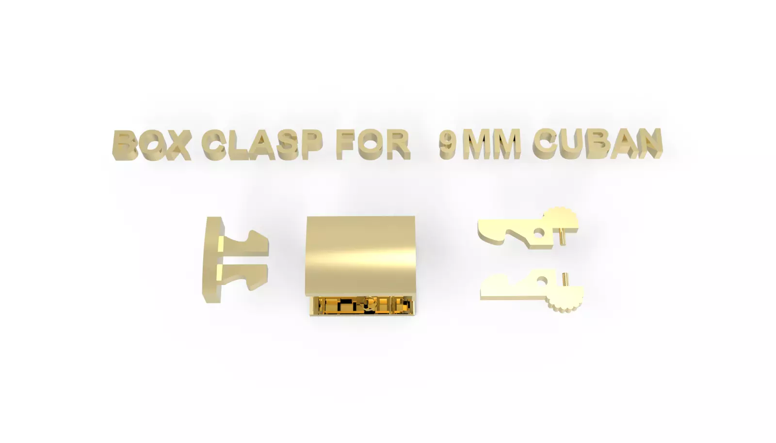 Box clasp lock for 9mm Cuban chain LK009 3D print model 3D print model_5