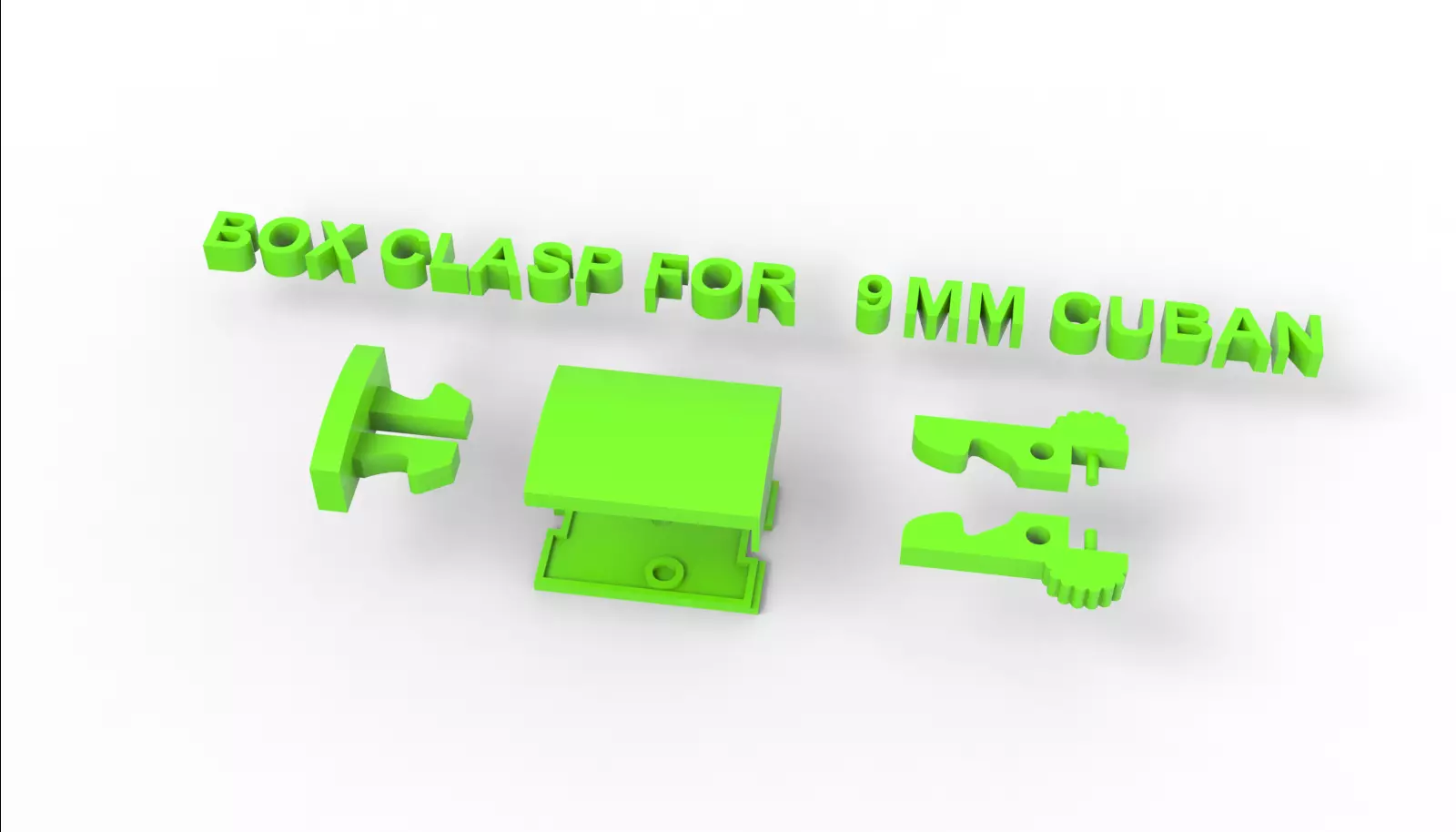 Box clasp lock for 9mm Cuban chain LK009 3D print model 3D print model_9