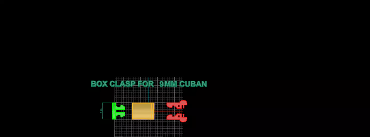 Box clasp lock for 9mm Cuban chain LK009 3D print model 3D print model_2