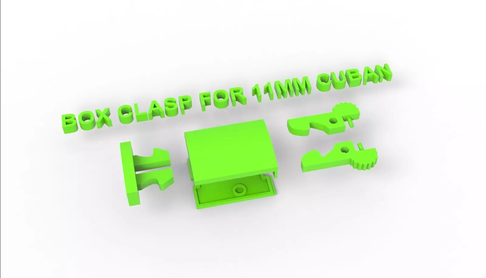 Box clasp lock for 11mm Cuban chain LK007 3D print model 3D print model_2