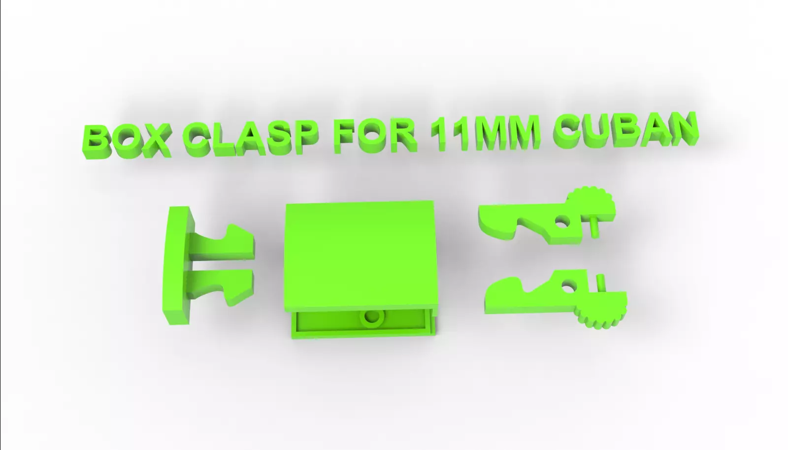 Box clasp lock for 11mm Cuban chain LK007 3D print model 3D print model_0