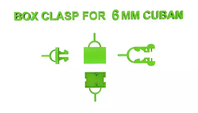 Box clasp lock for 6mm Cuban chain LK0012 3D print model