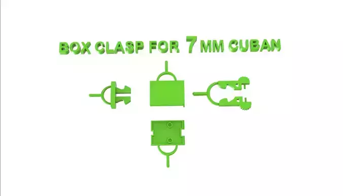 Box clasp lock for 7mm Cuban chain LK0011 3D print model