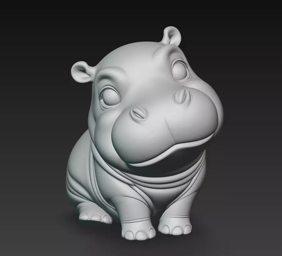Hippo - Cute Stylized Cartoon Animal 3D Model 3D print model_5