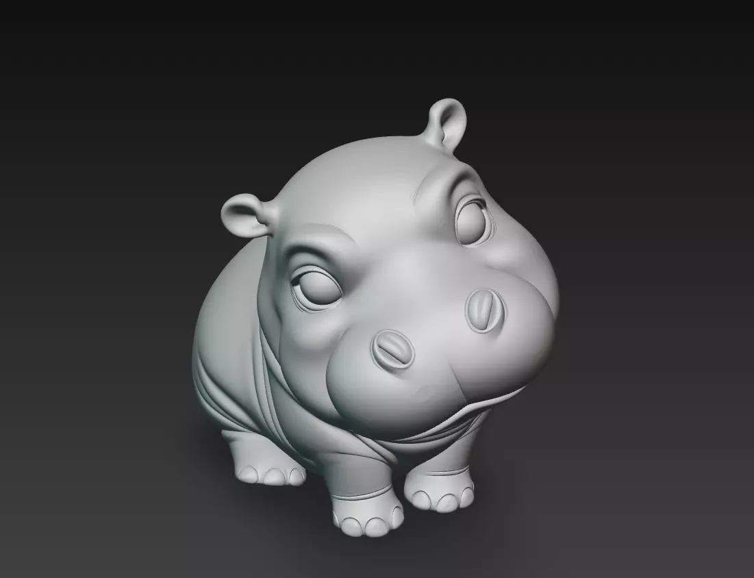 Hippo - Cute Stylized Cartoon Animal 3D Model 3D print model_8