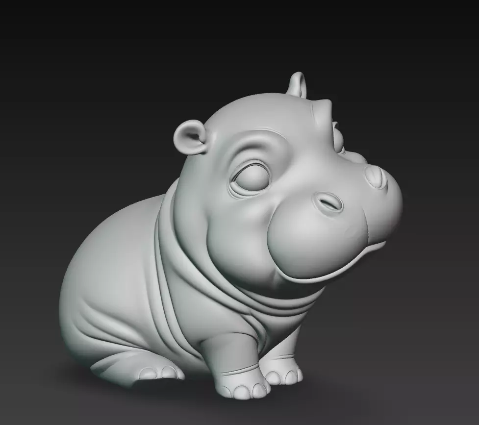 Hippo - Cute Stylized Cartoon Animal 3D Model 3D print model_7