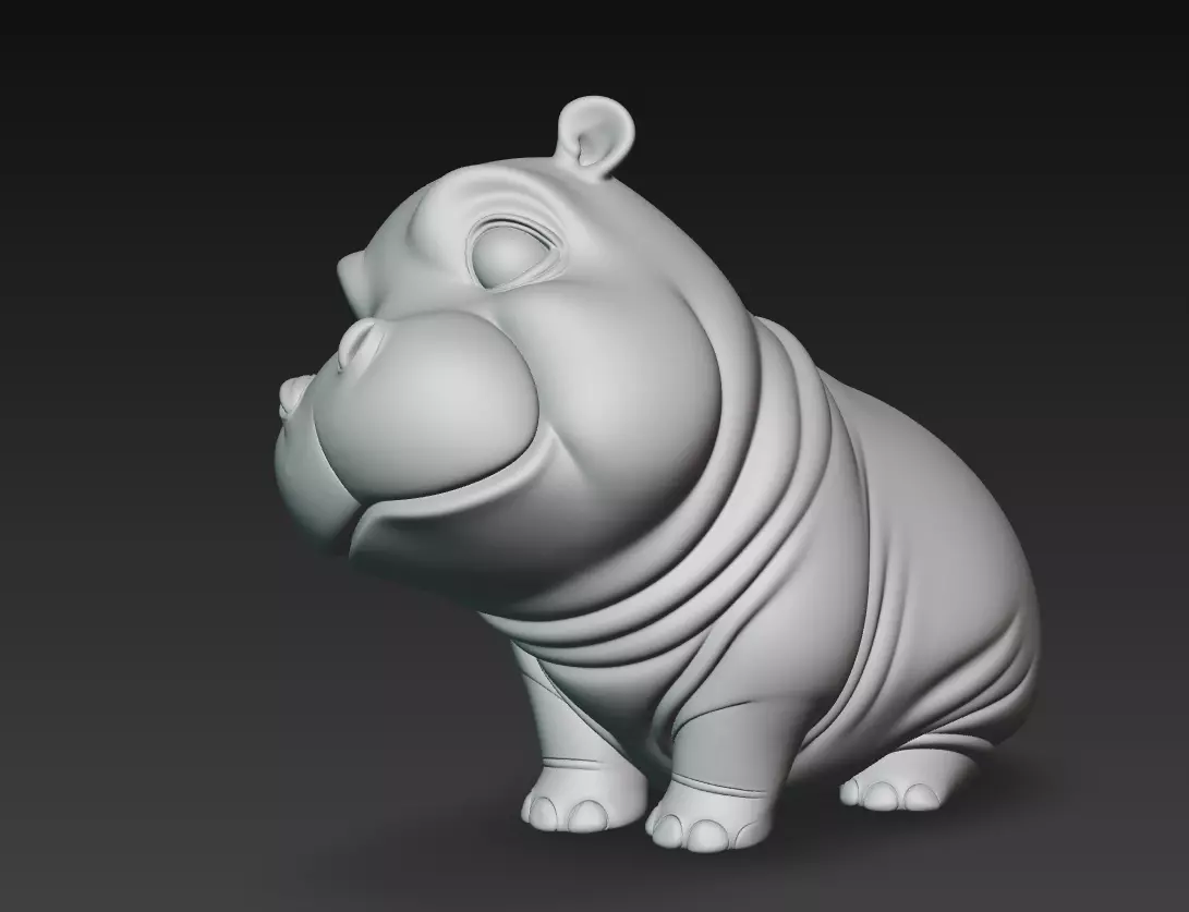 Hippo - Cute Stylized Cartoon Animal 3D Model 3D print model_6