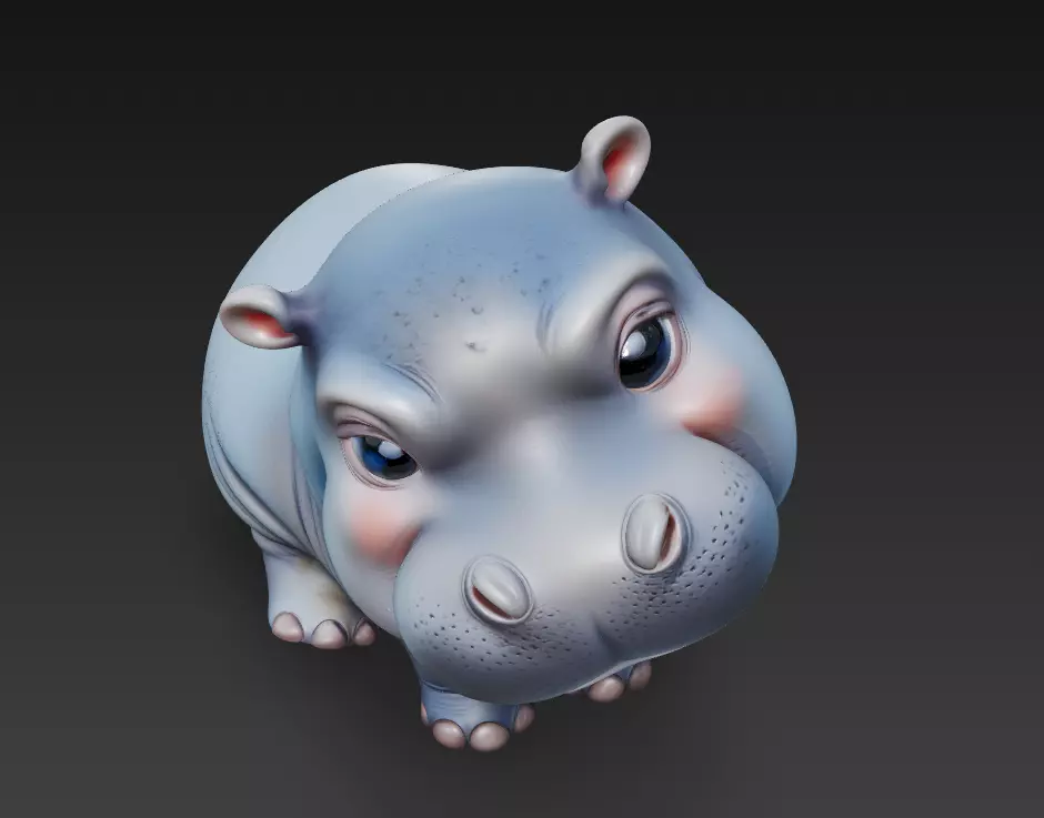 Hippo - Cute Stylized Cartoon Animal 3D Model 3D print model_2