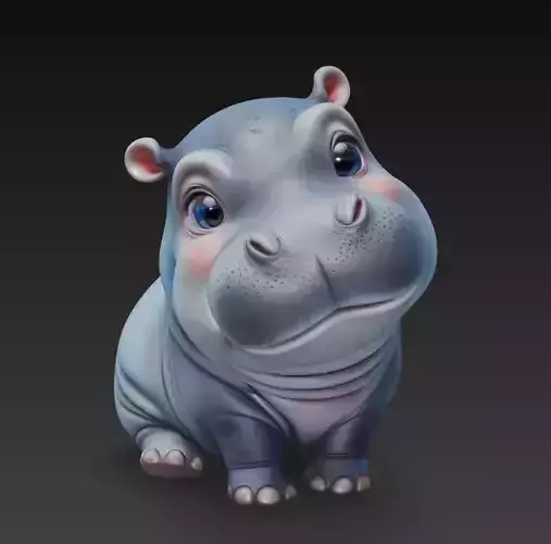 Hippo - Cute Stylized Cartoon Animal 3D Model