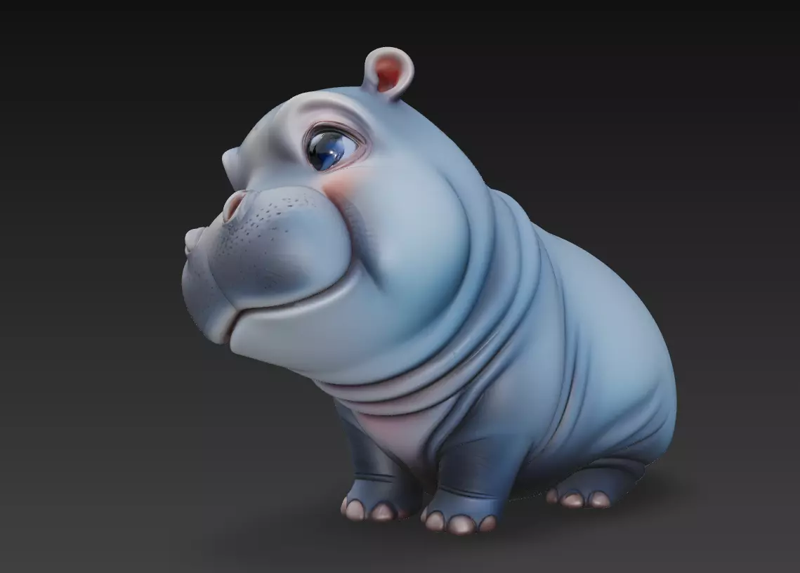 Hippo - Cute Stylized Cartoon Animal 3D Model 3D print model_3