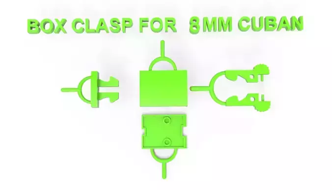 Box clasp lock for 8mm Cuban chain LK0010 3D print model