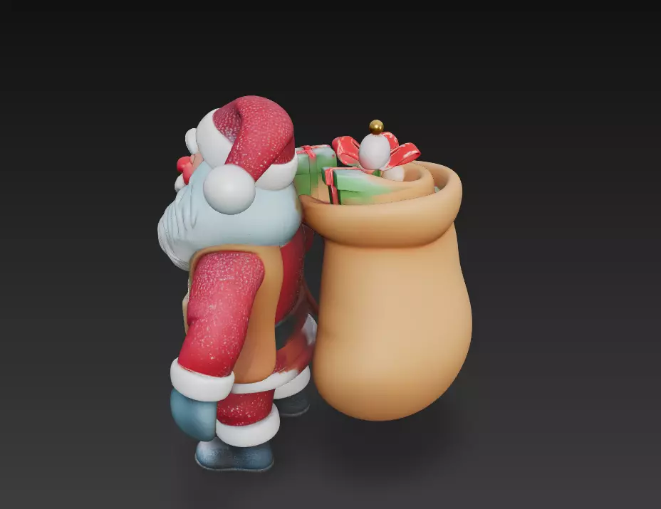 Dynamic Santa Claus - Joyful Christmas Sculpture 3D Model 3D print model_3