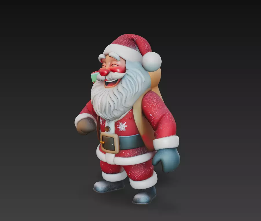 Dynamic Santa Claus - Joyful Christmas Sculpture 3D Model 3D print model_0