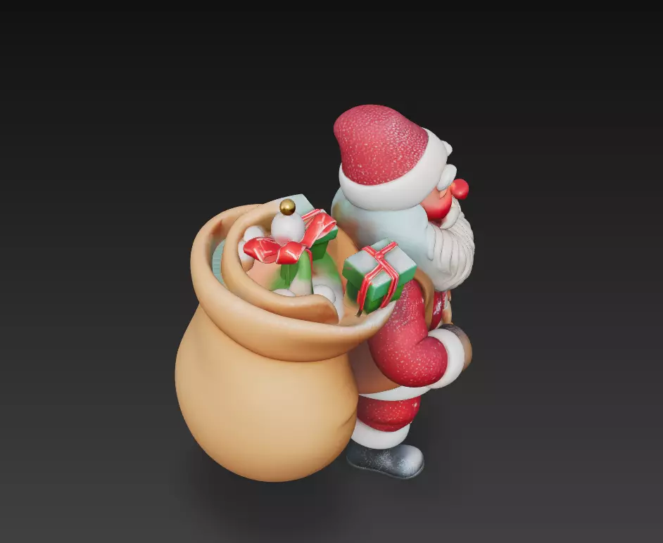 Dynamic Santa Claus - Joyful Christmas Sculpture 3D Model 3D print model_1