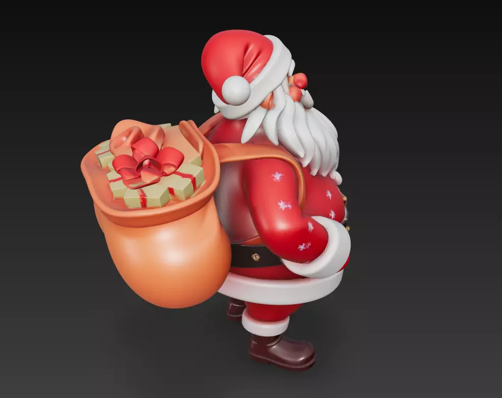 Stylized Santa Claus - Modern Christmas Sculpture 3D Model 3D print model_2