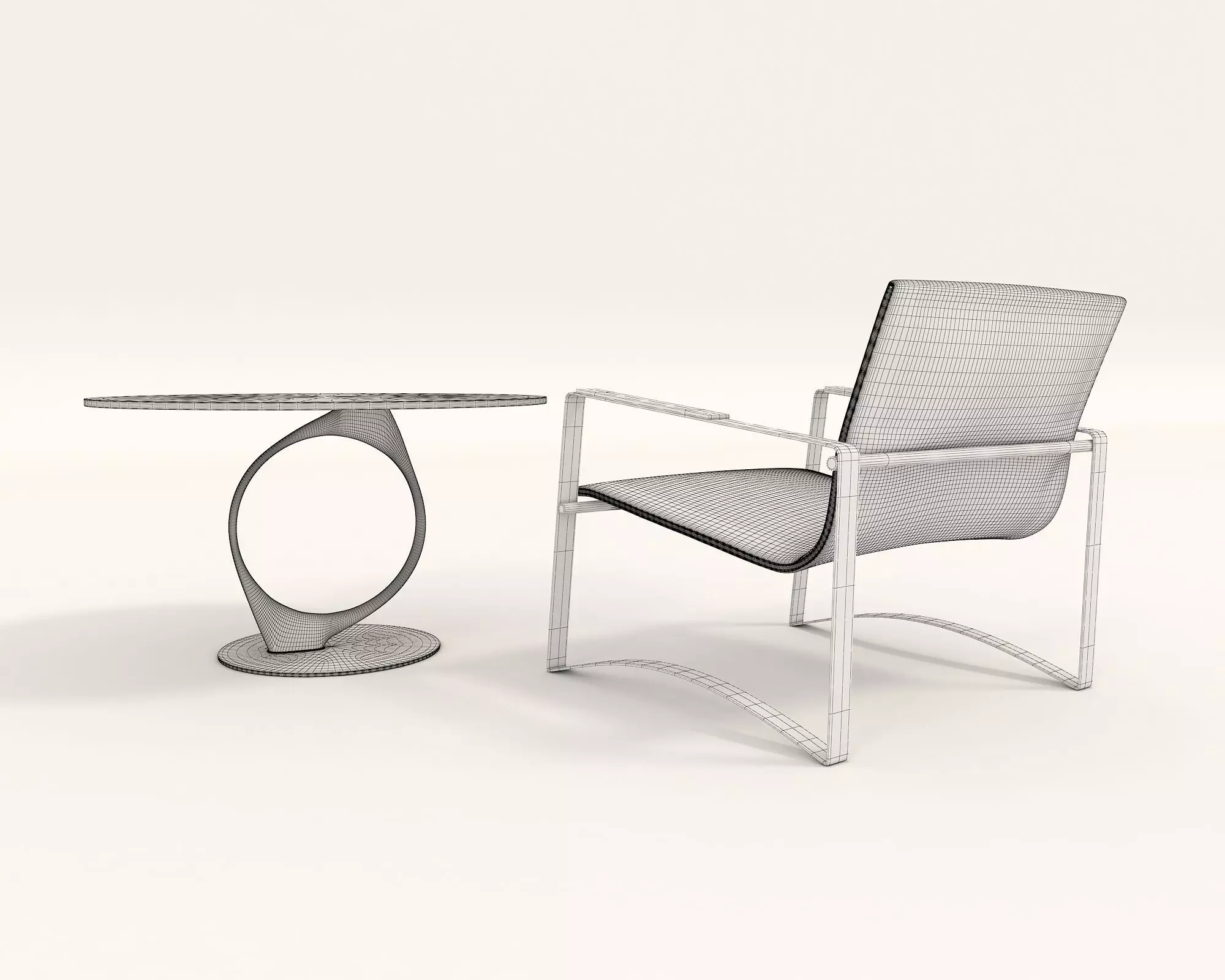 Modern Coffee Table and Armchair Set 23 3D model_11