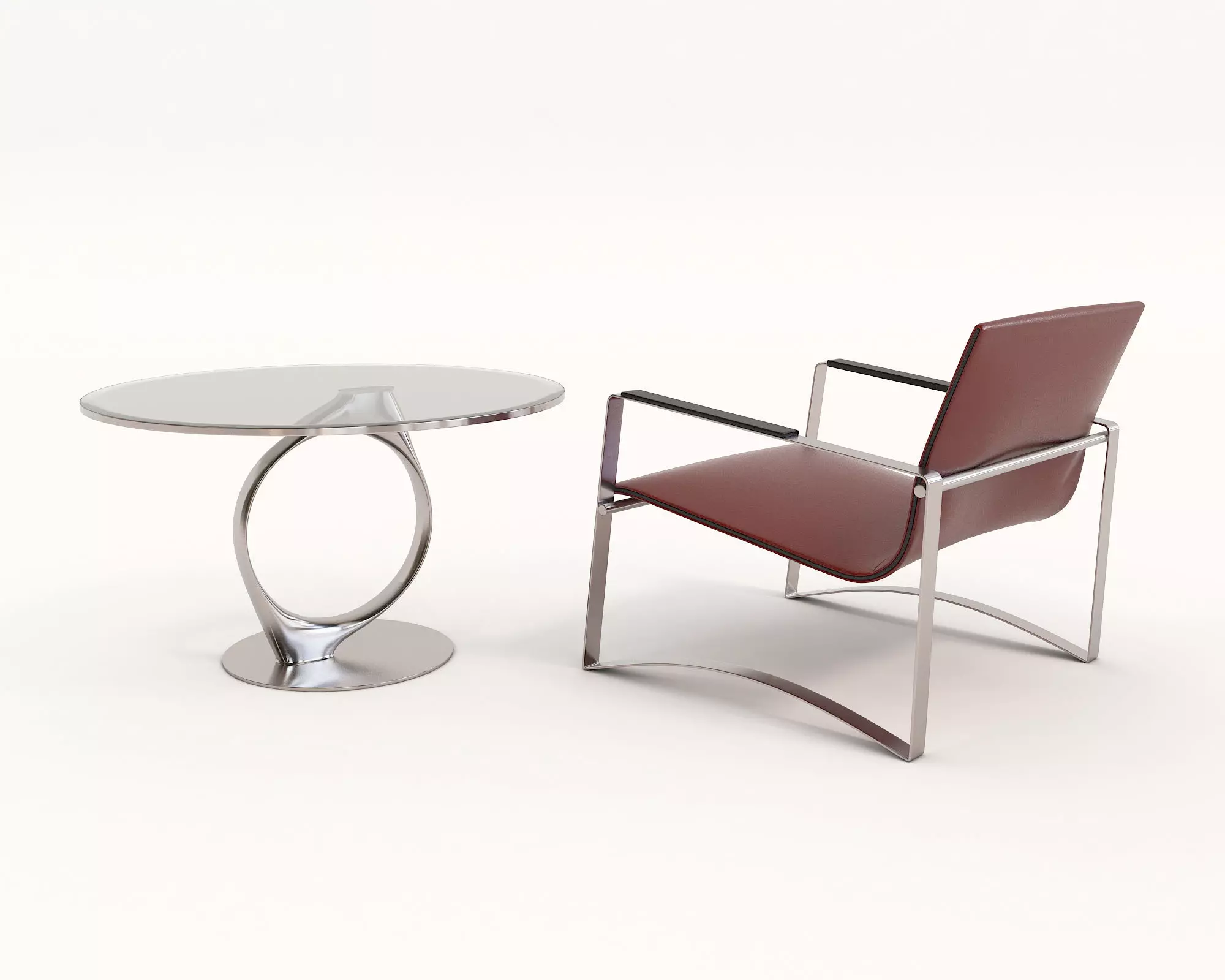 Modern Coffee Table and Armchair Set 23 3D model_2