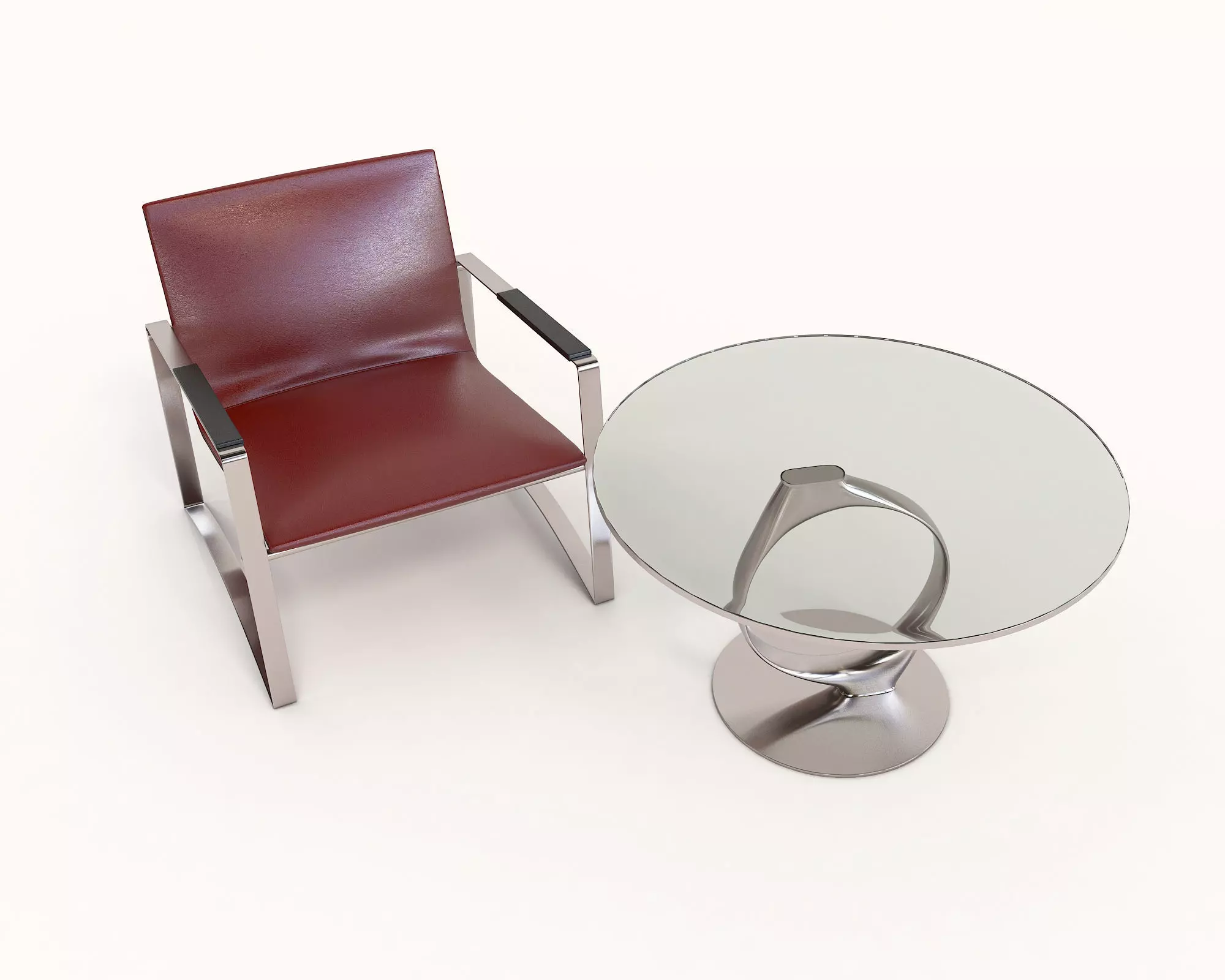 Modern Coffee Table and Armchair Set 23 3D model_1