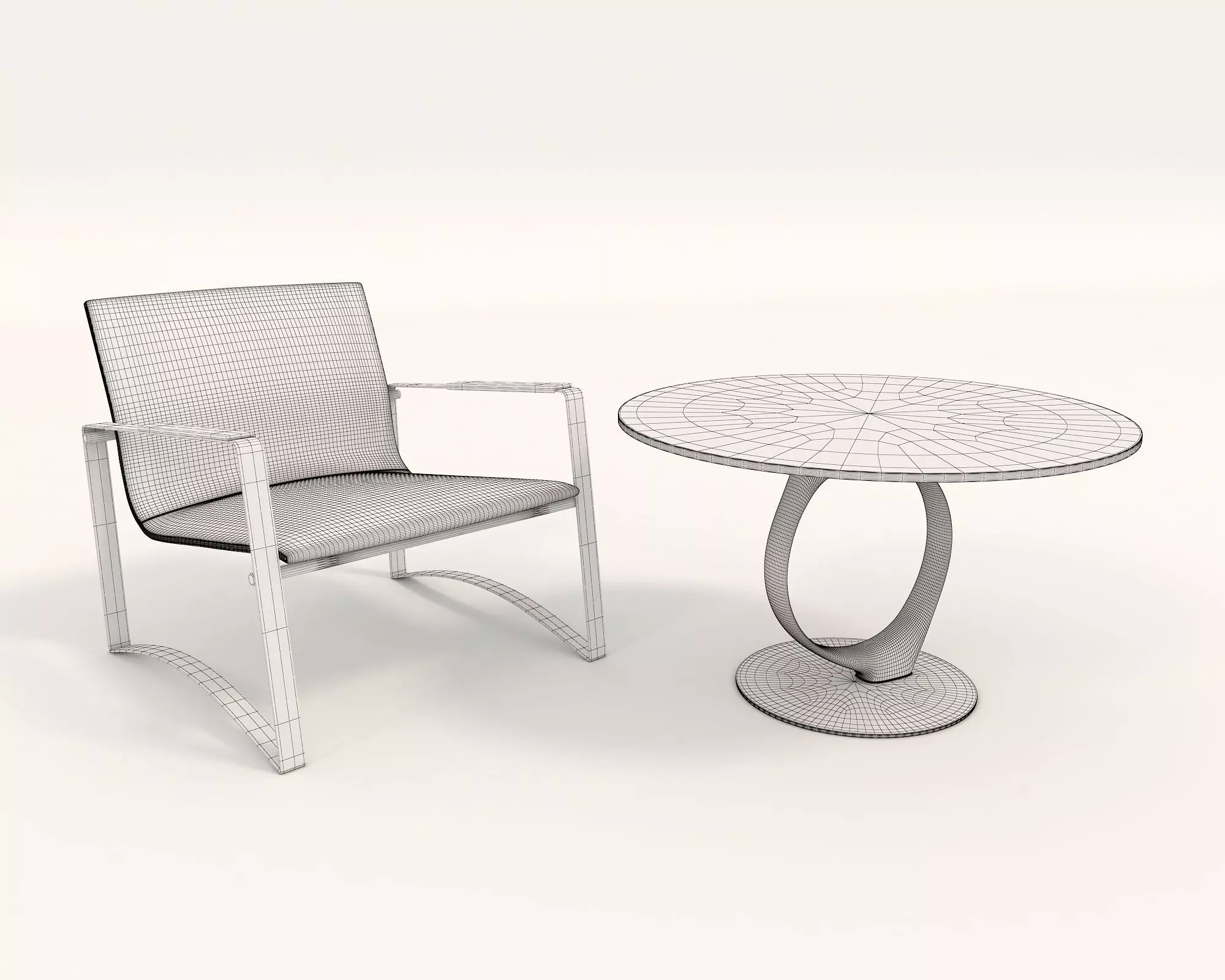Modern Coffee Table and Armchair Set 23 3D model_10