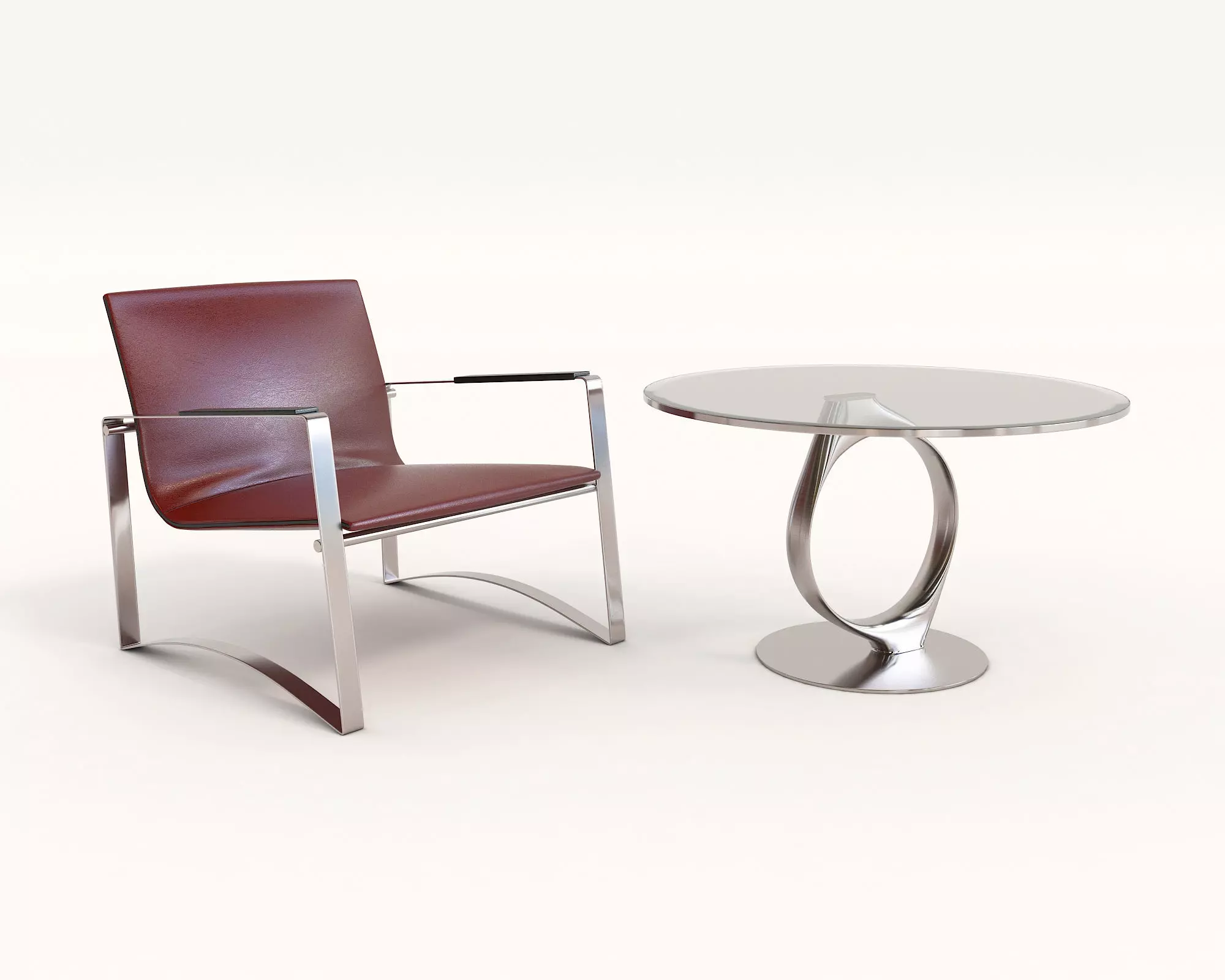 Modern Coffee Table and Armchair Set 23 3D model_0