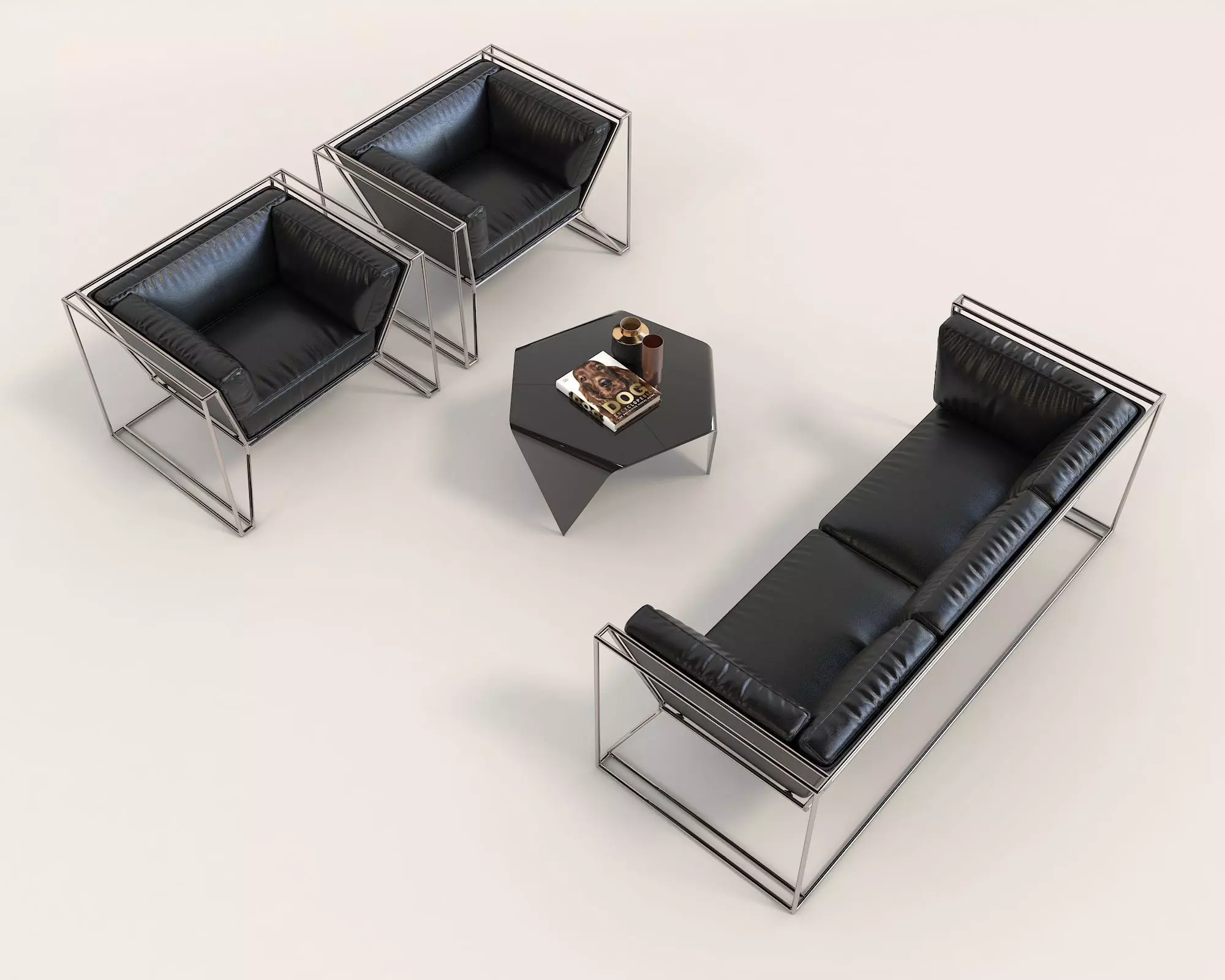 Modern Sofa and Armchair 3D model_2