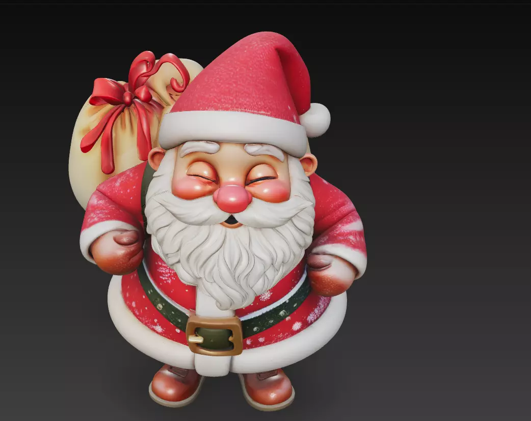 Jolly Santa Claus - Cheerful Christmas Sculpture 3D Model 3D print model_1