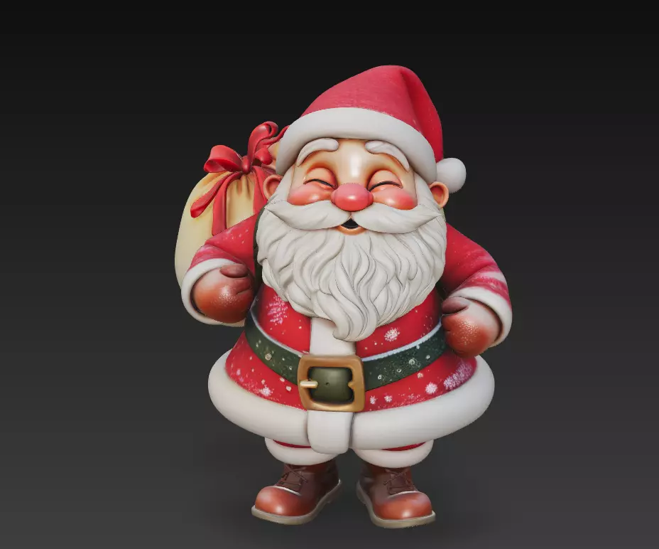 Jolly Santa Claus - Cheerful Christmas Sculpture 3D Model 3D print model_0