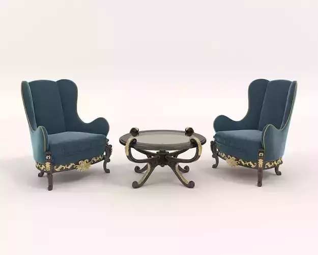 Classic European Style Coffee Table and Armchair 7