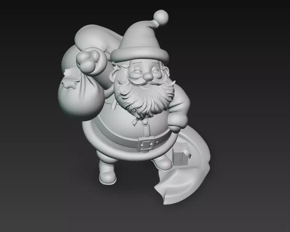 Jolly Santa Claus - Stylized Christmas Sculpture 3D Model 3D print model_4