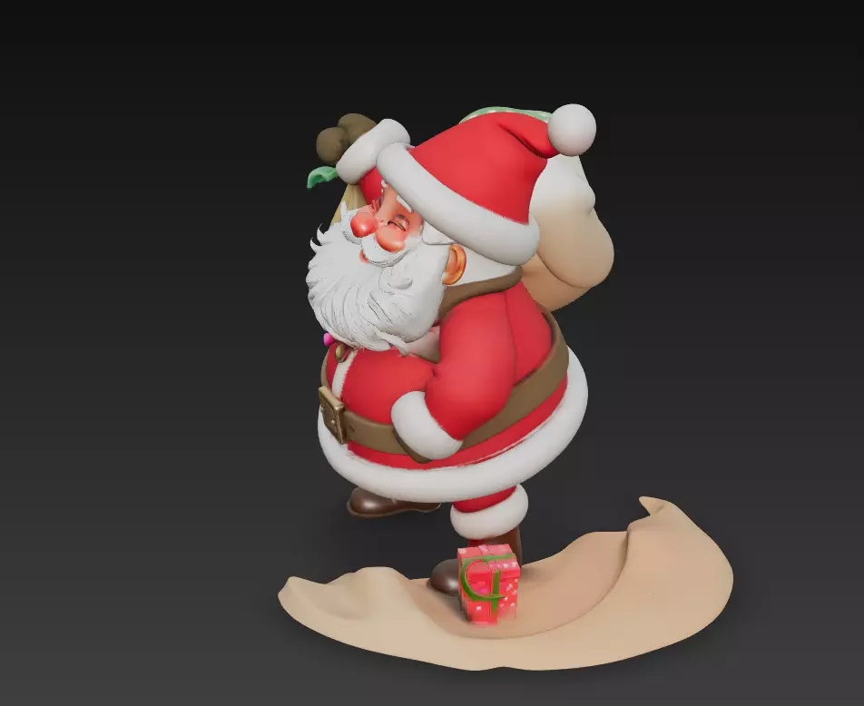 Jolly Santa Claus - Stylized Christmas Sculpture 3D Model 3D print model_2