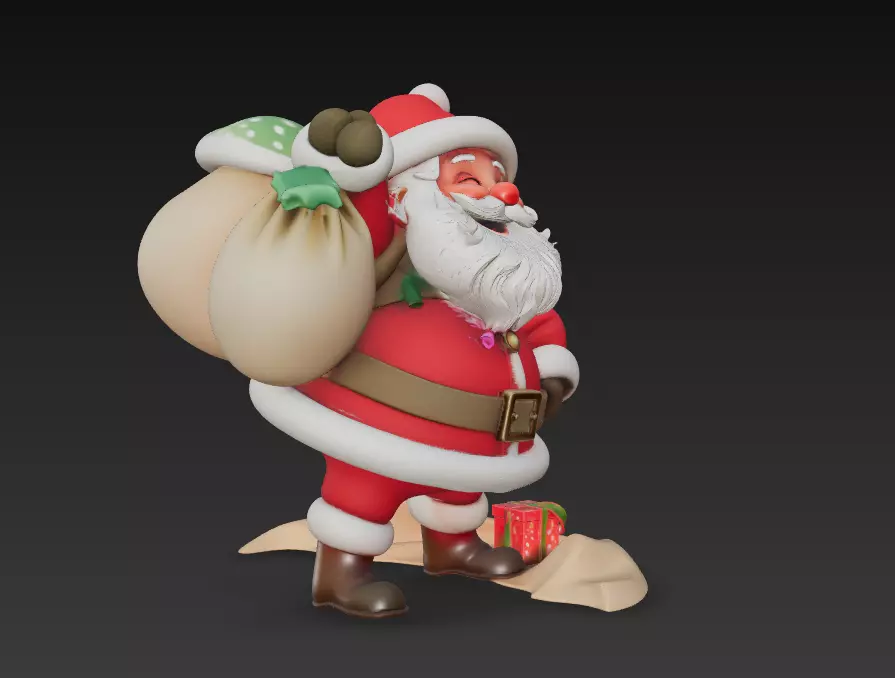Jolly Santa Claus - Stylized Christmas Sculpture 3D Model 3D print model_1