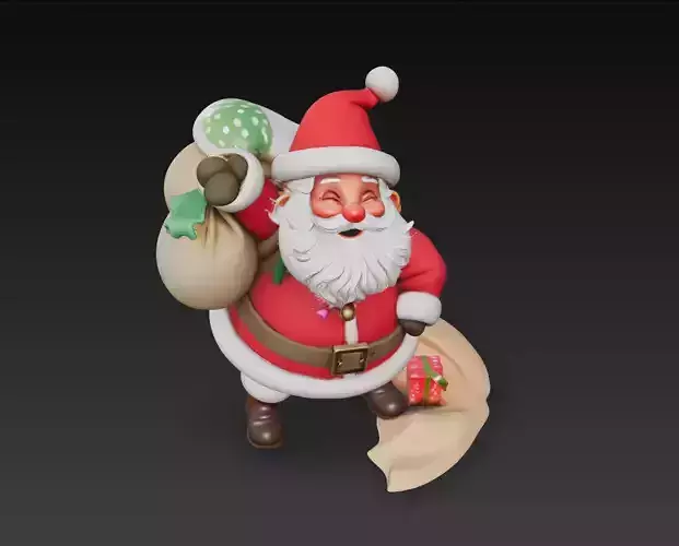 Jolly Santa Claus - Stylized Christmas Sculpture 3D Model 3D print model