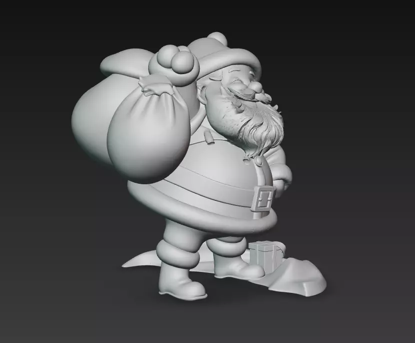 Jolly Santa Claus - Stylized Christmas Sculpture 3D Model 3D print model_5