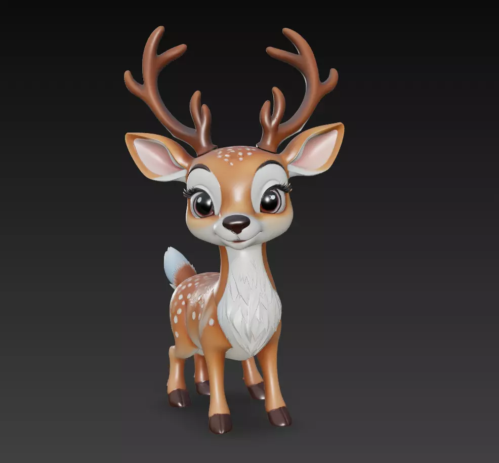 Gentle Reindeer - Stylized Deer Sculpture 3D Model Free 3D print model_1