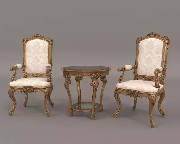 Classic European Style Coffee Table and Chair