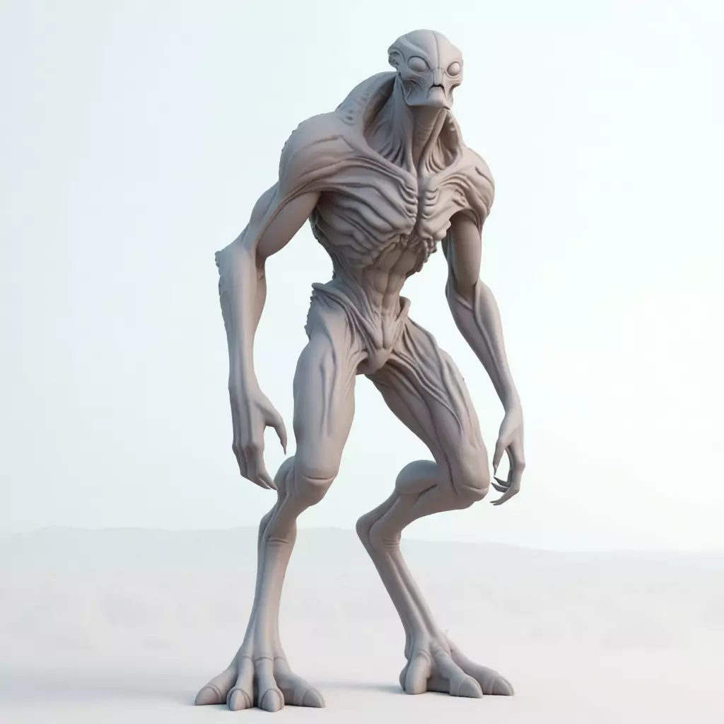 Tall Alien Creature Skeletal Body UFO Realistic Character 3D Low-poly 3D model_8