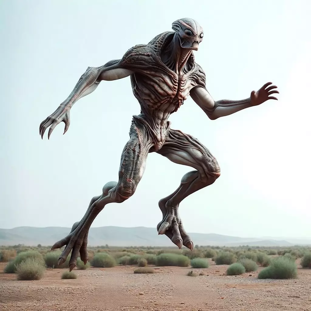 Tall Alien Creature Skeletal Body UFO Realistic Character 3D Low-poly 3D model_3