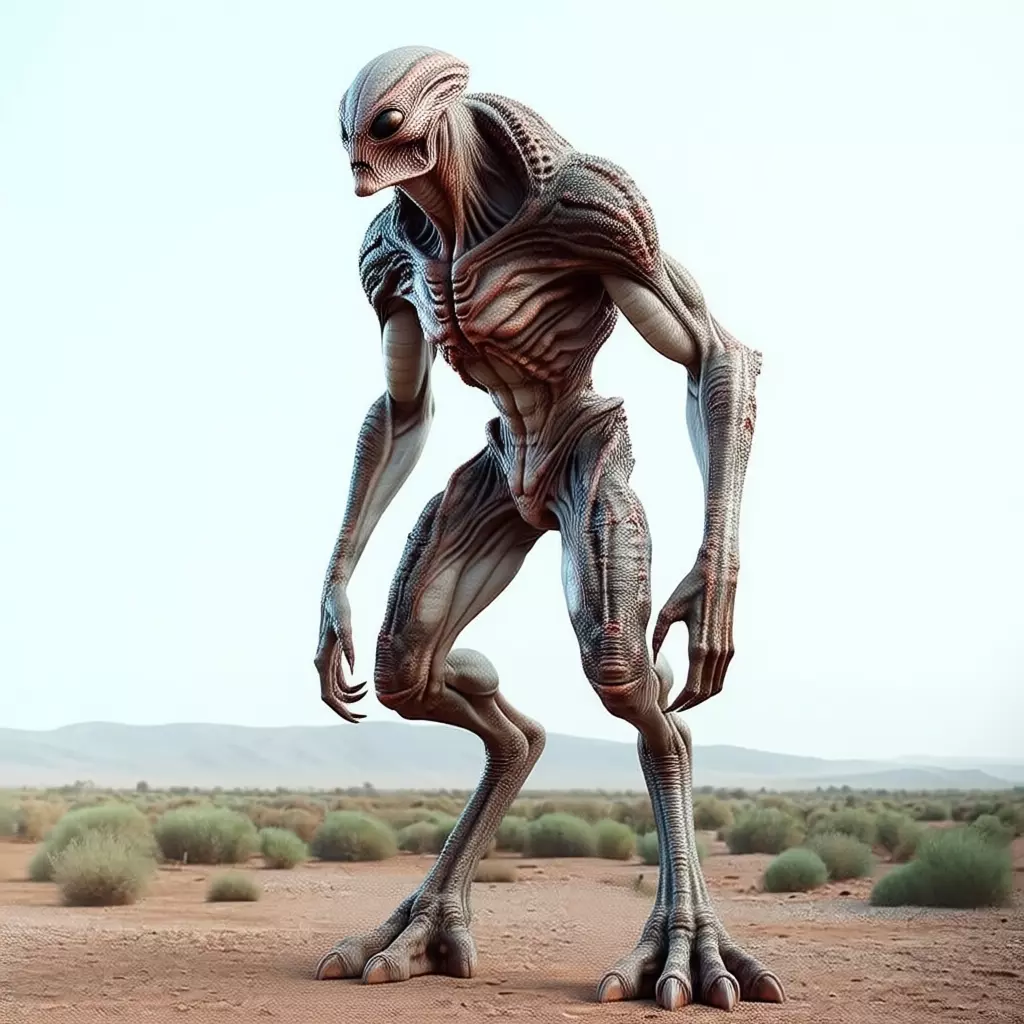 Tall Alien Creature Skeletal Body UFO Realistic Character 3D Low-poly 3D model_6