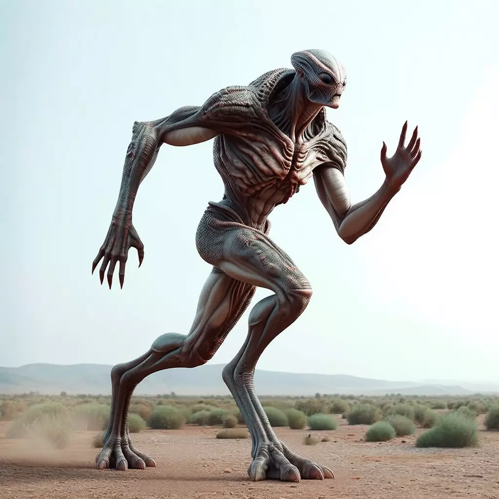 Tall Alien Creature Skeletal Body UFO Realistic Character 3D Low-poly 3D model_1