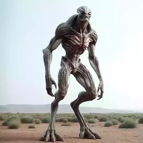 Tall Alien Creature Skeletal Body UFO Realistic Character 3D