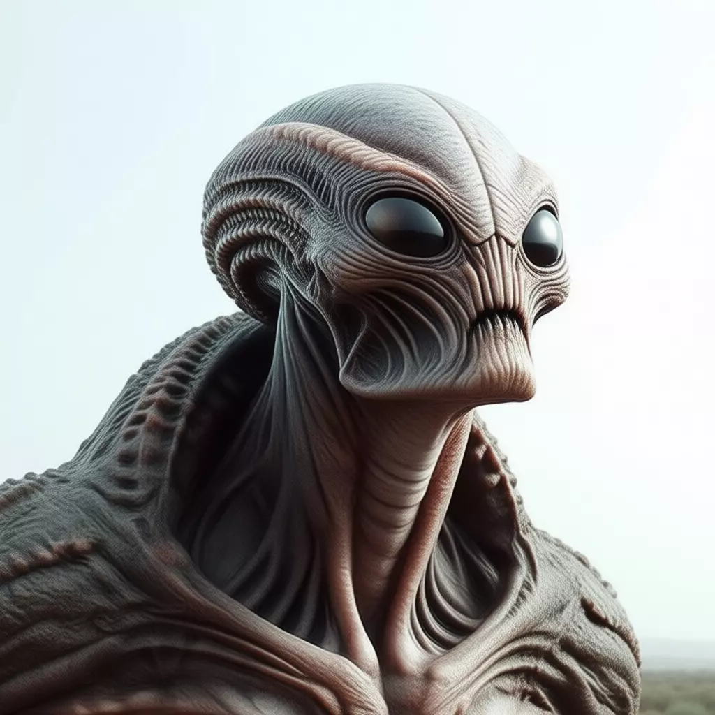 Tall Alien Creature Skeletal Body UFO Realistic Character 3D Low-poly 3D model_2