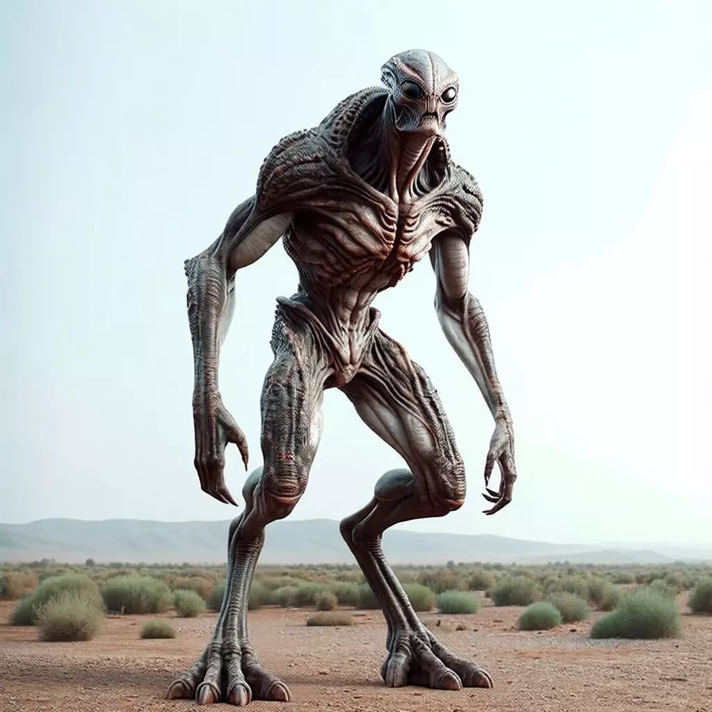Tall Alien Creature Skeletal Body UFO Realistic Character 3D Low-poly 3D model_5