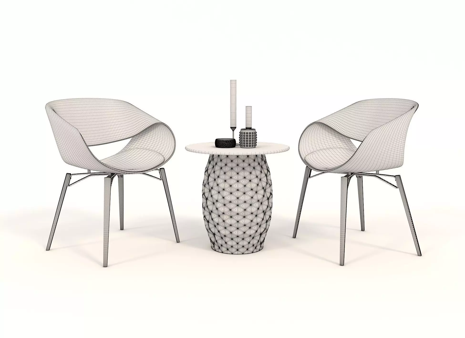 Modern Table and Chair Set 11 3D model_8