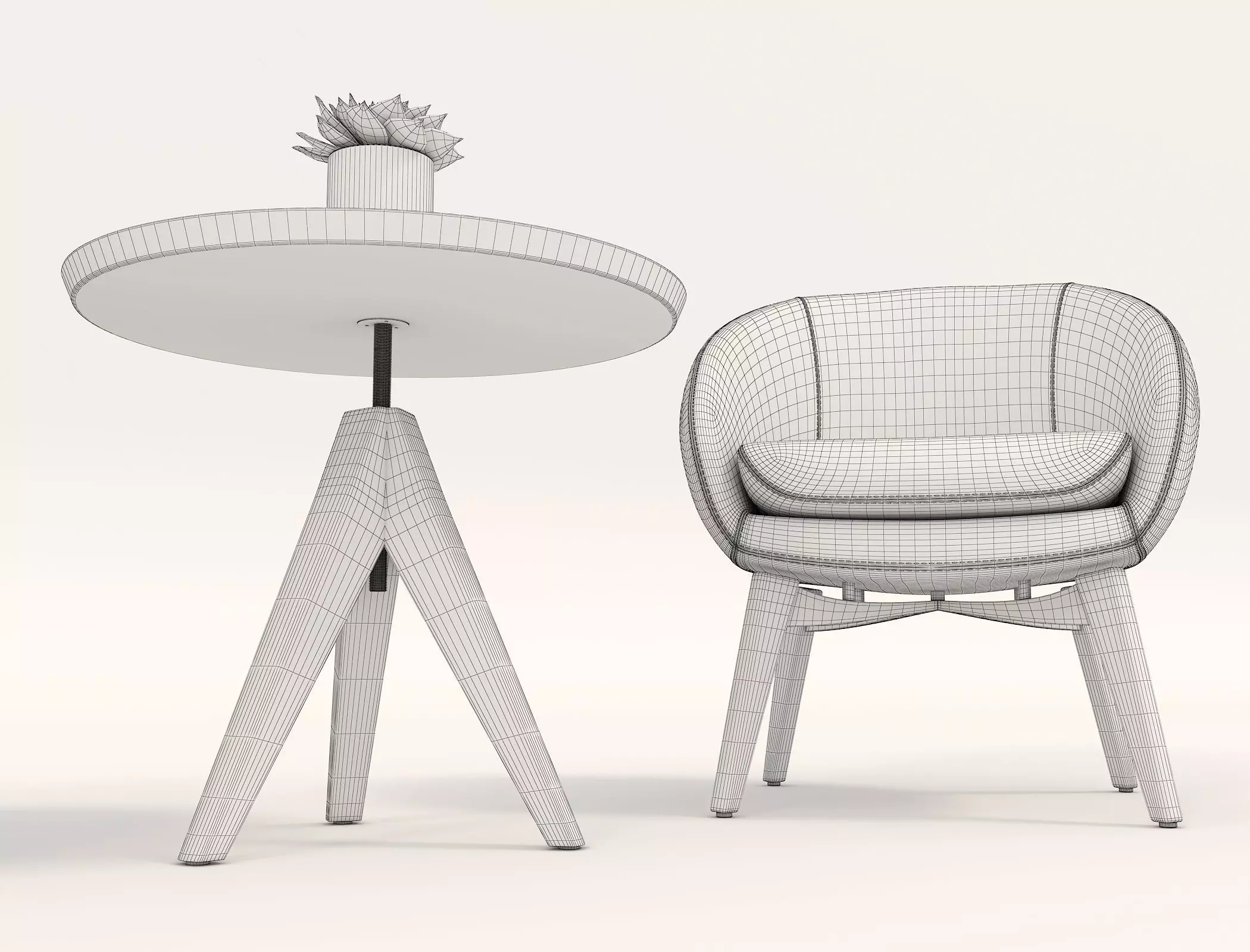 Modern Table and Chair Set 12 3D model_10