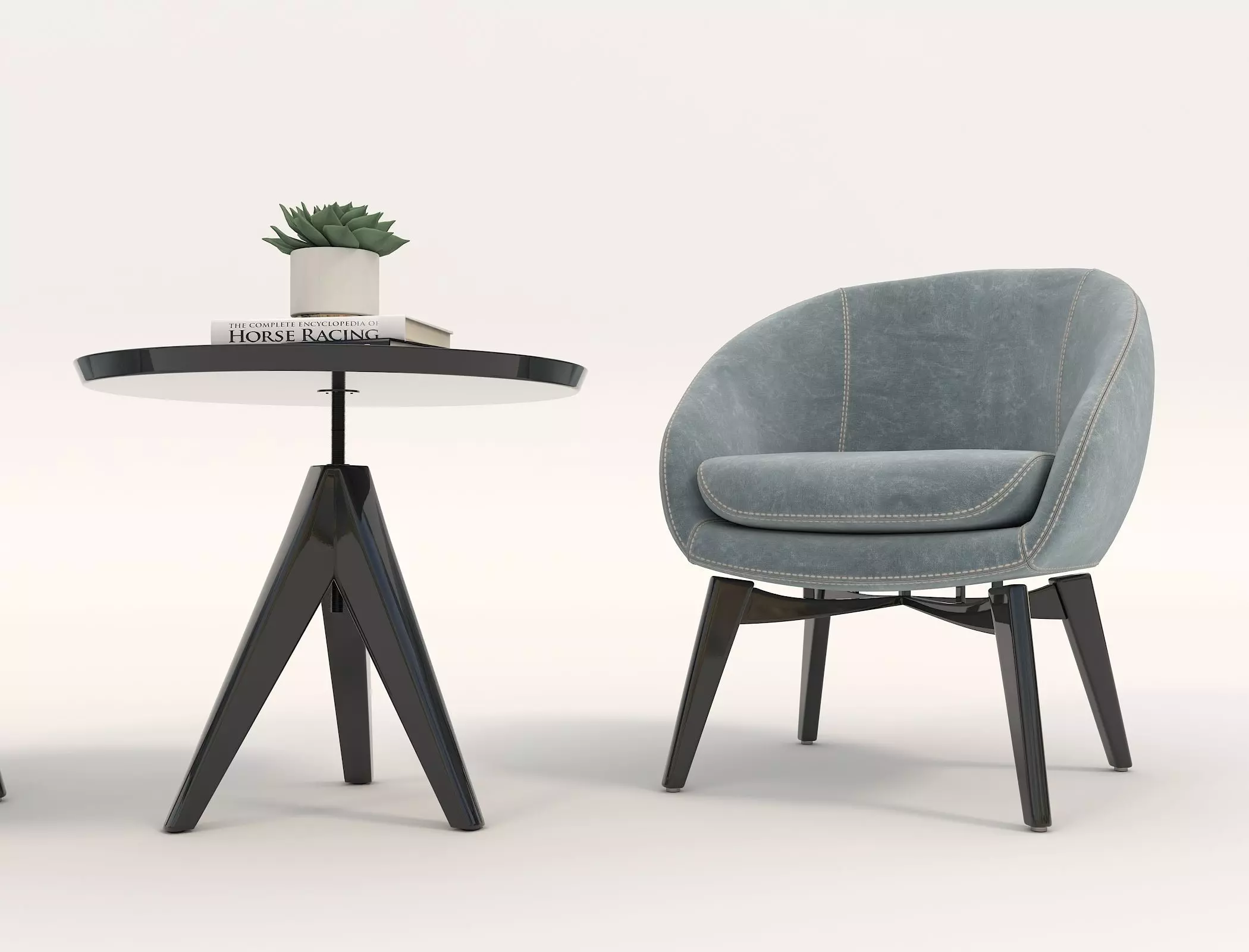 Modern Table and Chair Set 12 3D model_5